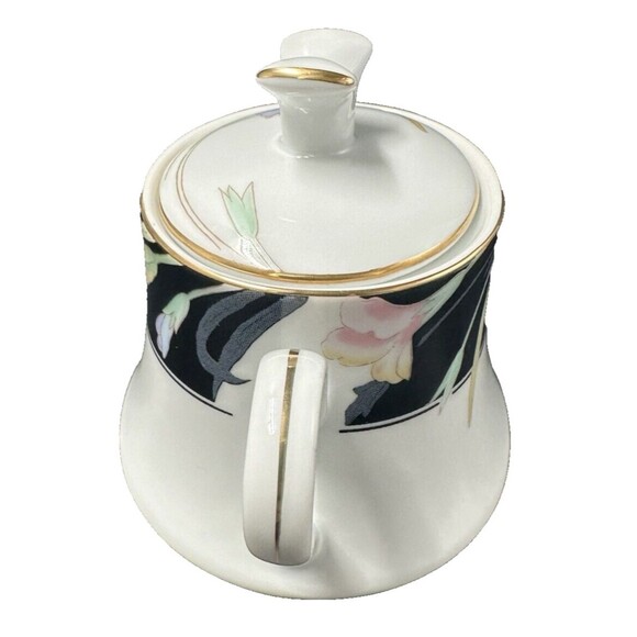 Mikasa Charisma Black Cream and Sugar Bowl with Lid Set Made in Japan L9050 - Picture 5 of 15